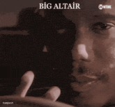 a poster for big altair shows a man giving the peace sign