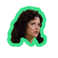 a sticker of a woman with curly hair and the words ugh please below her