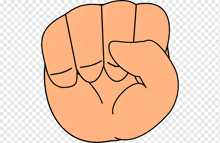 a cartoon drawing of a fist with a white outline