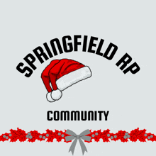 a logo for springfield community with a santa hat