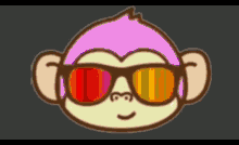 a cartoon of a monkey wearing sunglasses with a pink hair