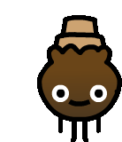 a cartoon drawing of a brown object with a hat on top of it .