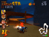 a crash bandicoot video game is being played on the 4th lap