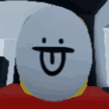 a close up of a cartoon character with a smiley face on it .