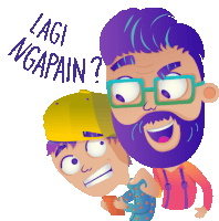 a cartoon illustration of a man and a boy with the words lagi ngapain written on the bottom