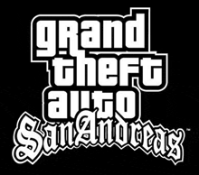 grand theft auto san andreas logo on a black background
