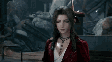 a video game character named aerith says " gotta look forward not back "