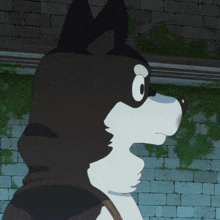 a black and white cartoon dog with a surprised look on his face