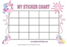 a sticker chart with a unicorn on it