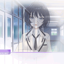 a screenshot of a video game with a girl named mikumo