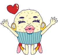 a cartoon cupcake with a heart above it