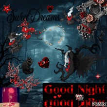 a picture that says sweet dreams good night on it