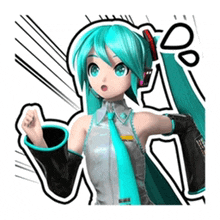 a sticker of hatsune miku giving a fist pump