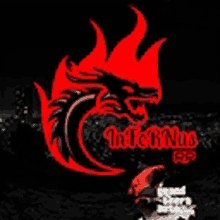 a red and black logo with the words infernus rp on it