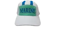 a white hat with the word marine embroidered on it