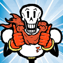 a cartoon of papyrus giving a thumbs up sign