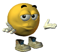 a cartoon smiley face wearing a pair of sneakers