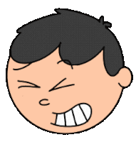 a cartoon of a boy making a funny face with his mouth open