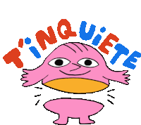 a cartoon drawing of a pink monster with the words " ting quiete " around it