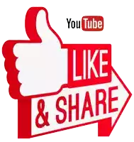 a youtube logo with a thumbs up and a like and share sign