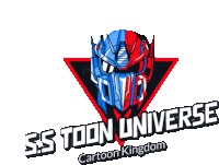 a logo for ss toon universe cartoon kingdom with a robot