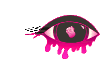 a black eye with a pink rose in the middle