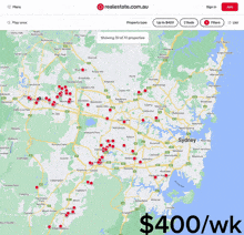 a map on realestate.com.au shows a price of $ 600 / week