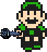 a pixel art of a soldier holding a key .