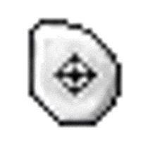 a pixel art drawing of a white shield with a diamond in the middle .