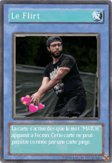 a card with a picture of a man and the words le flirt on it