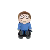 a stuffed toy of a boy in a blue shirt and blue jeans