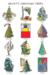 artist 's christmas trees are shown on a poster