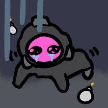 a cartoon drawing of a spider with a pink face