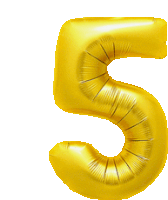 a gold foil balloon in the shape of the number 5