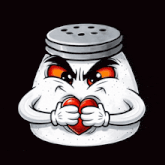a cartoon character is holding a heart in its hands