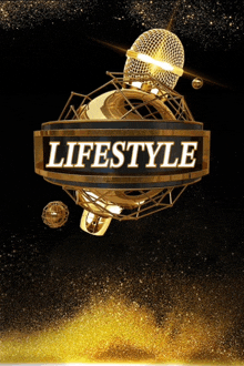 a poster for lifestyle with a microphone in the middle