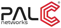 a logo for palc networks with a red and white hexagon