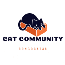 a logo for cat community bongocat38 shows a black cat in an orange box