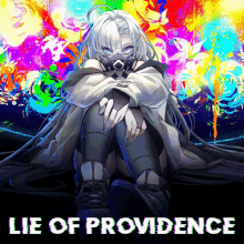 a poster for lie of providence shows a girl with a mask on