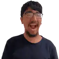 a man with glasses and a beard is screaming