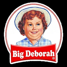 a big deborah logo with a little girl in a straw hat