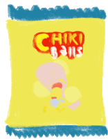 a drawing of a bag of chiko balls