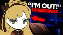 a cartoon of a girl with the words " i 'm out 1.3 seconds " above her