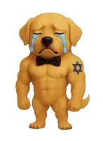 a cartoon dog wearing a bow tie is crying with tears coming out of his eyes