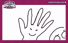 a drawing of a hand with garticphone.com written on the bottom right