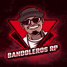 a logo for bandoleros rp with a man wearing sunglasses and a hat