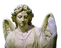 a statue of a woman with wings and a hand