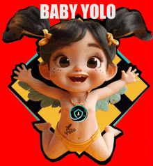 a picture of a baby with the words baby yolo on the top