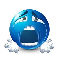 a blue smiley face is crying with tears running down its face