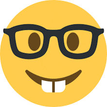 a smiley face with glasses and a big smile on it